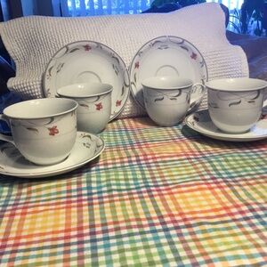 Christopher Stuart Set of 4 Cup and Saucer Set~Bone China~Y0205 MELROSE